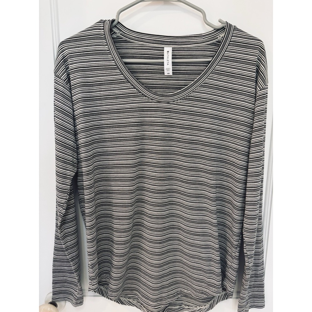Athleta Long Sleeve Black‎ and White Size XS Striped Shirt